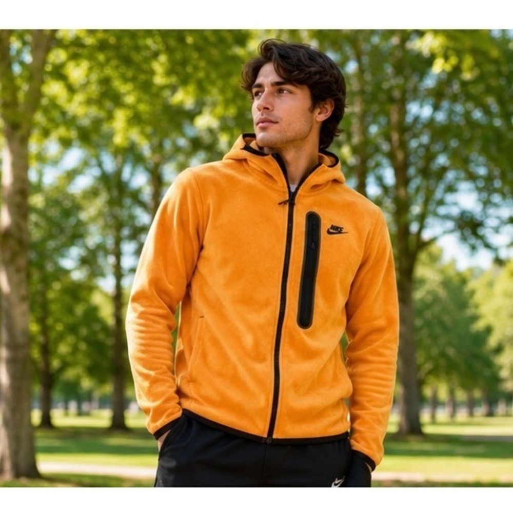 Nike Tech Fleece Hoodie Mens Small Orange Full Zip DM6515-886 Streetwear Jacket